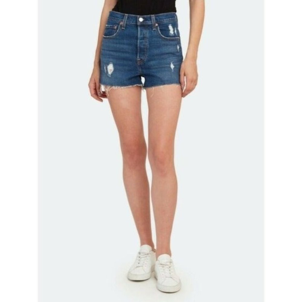 Levi's Cutoff Straight Fit Shorts Size 31 Premium Ribcage Ultra-High Rise - Picture 8 of 12